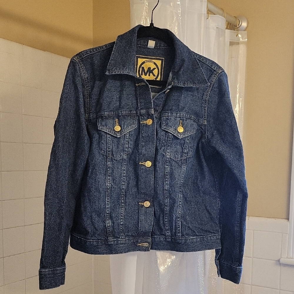 Michael Kors Dark Blue Jean Jacket with Gold Button